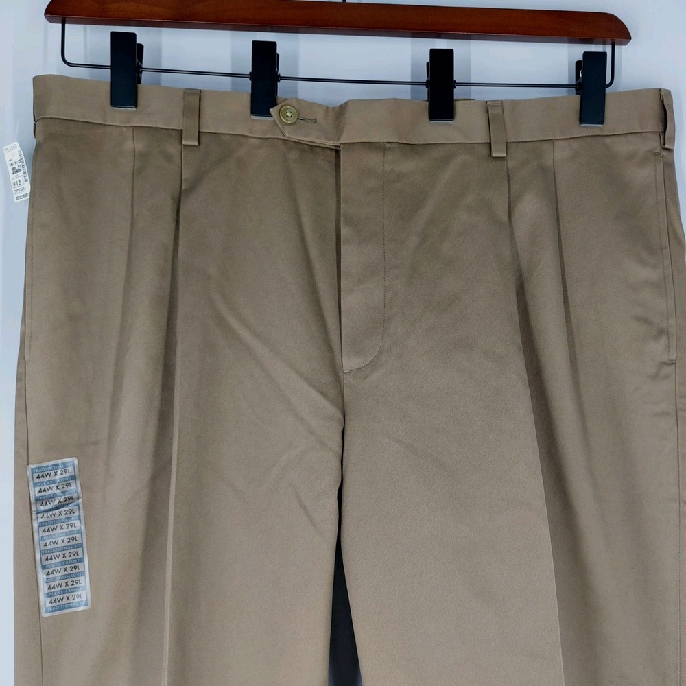 New JOS A BANK Mens 44x29 Travelers Twill Pants‎ Mushroom Brown Wrinkle Free - Picture 3 of 10